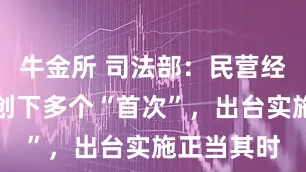 牛金所 司法部：民营经济促进法创下多个“首次”，出台实施正当其时